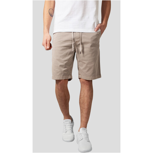 Urban Classics Stretch Twill Joggshorts in Sand