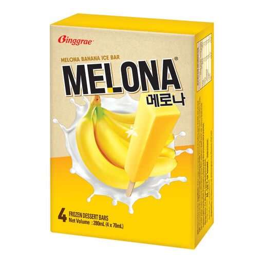 Melona Banana ice bars, four 70ml bars