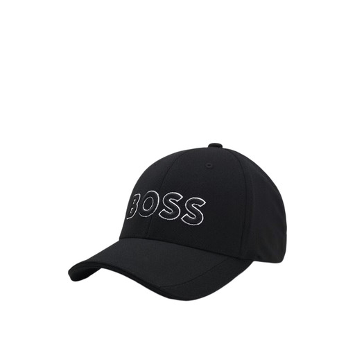 Boss Knitted-piqué Six-panel Cap with Embroidered Logo - Black