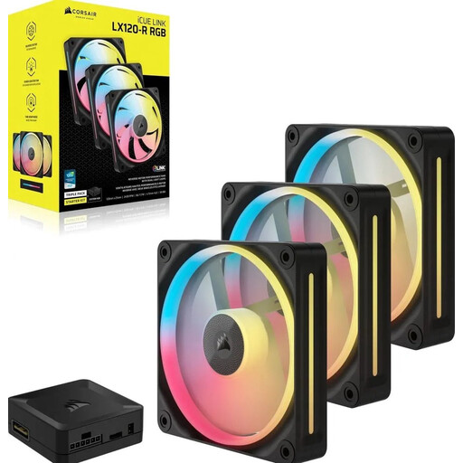 Corsair iCUE LINK LX120-R RGB Computer Case Fan 12cm Black 3 Pack