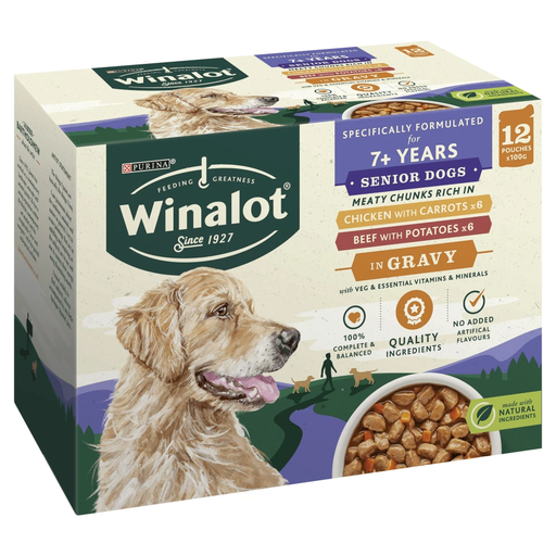 Winalot Senior Dog Food Pouches Mixed in Gravy 12x100g