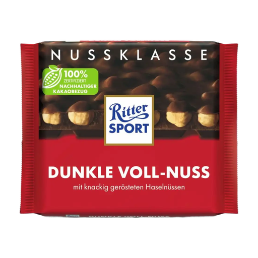 Ritter Sport Dark Whole Hazelnuts Chocolate Bar 100g
