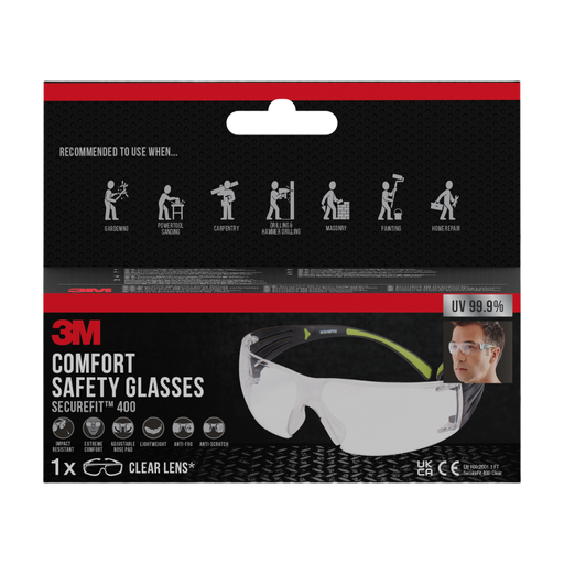3M SecureFit Safety Glasses SF400 Clear