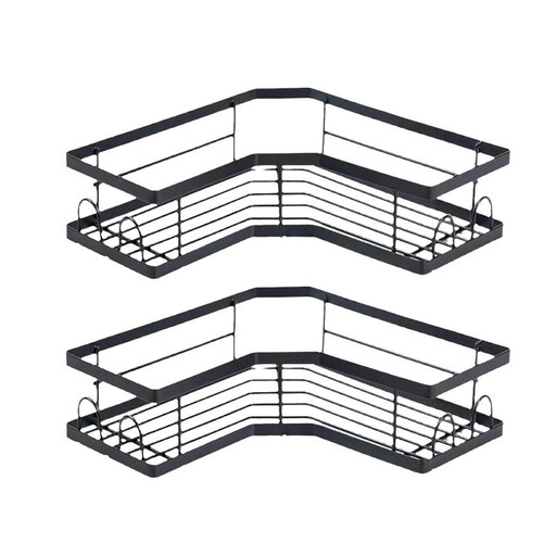 JORDAN&JUDY 2-Pack Black Triangle Bathroom Corner Shelf