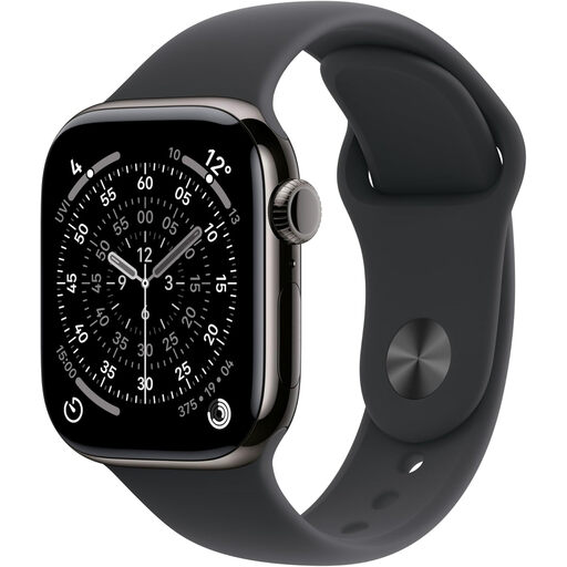 Apple Watch Series 11 GPS + Cellular 42mm Slate Titanium Case with Black Sport Band