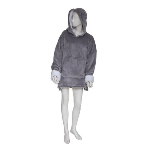 Grey Flannel Hoodie Blanket