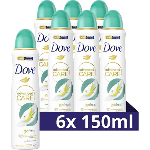 Dove Advanced Care Go Fresh Deodorant Pear & Aloe Vera 150 ml (6-Pack)