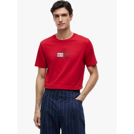 Tommy Hilfiger MSW Flag Graphic Jersey T-Shirt - Medium Red