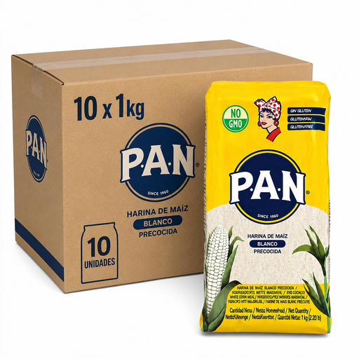 P.A.N. Harina White Maize Flour 10 x 1 kg