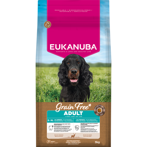 Eukanuba Grain Free dog adult all sizes venison 3kg