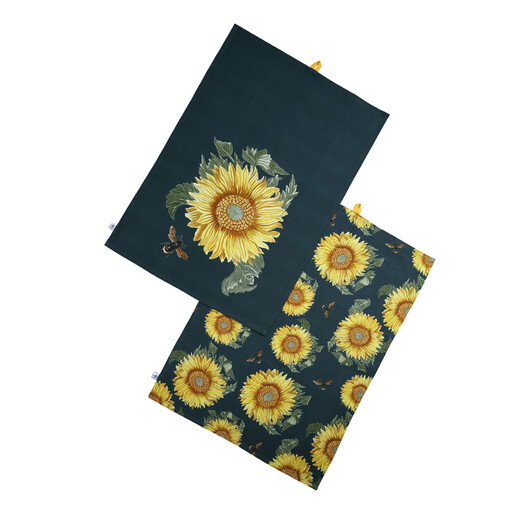RHS by Dexam Tea Towels Sunflower Navy/Yellow 2pcs
