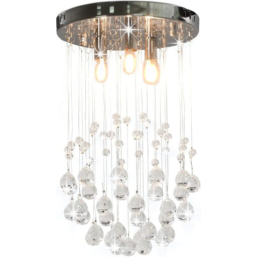vidaXL Ceiling Light with Crystal Beads - Round, 25 cm, Silver