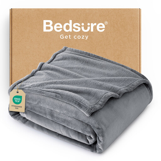 Fleece Throw Blanket for Sofa - Silver Grey
