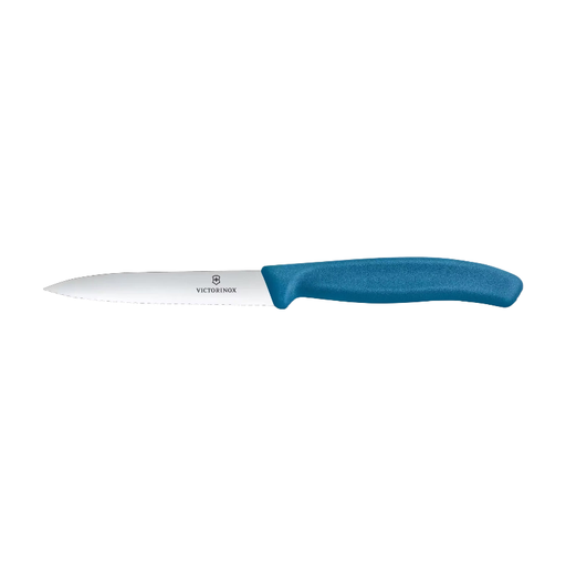 Victorinox Swiss Classic Vegetable Knife, 10cm, Serrated, Pointed Tip, Blue