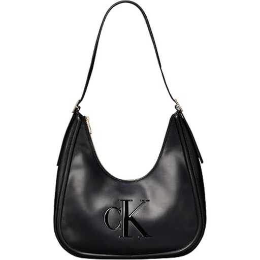 Calvin Klein Soft Touch Crescent Logo Hobo Bag - Black