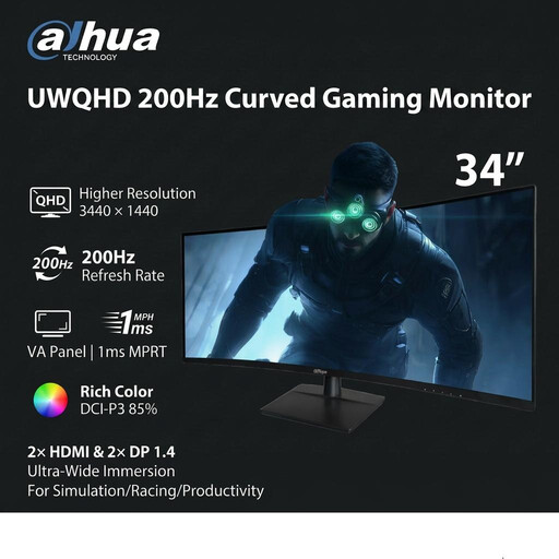 Dahua 34" UWQHD 200Hz Curved Gaming Monitor