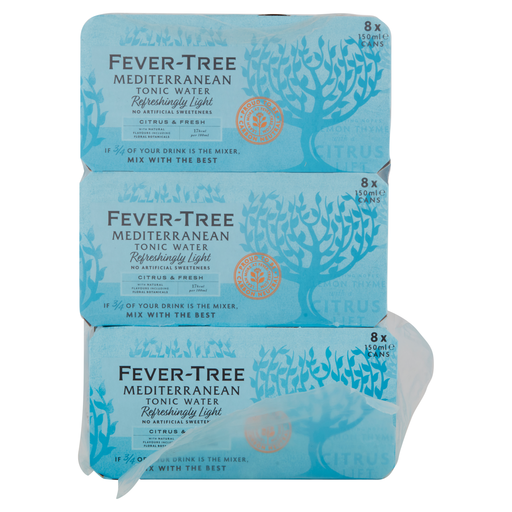 Fever-Tree Refreshingly Light Mediterranean Tonic Water, 8 x 150ml