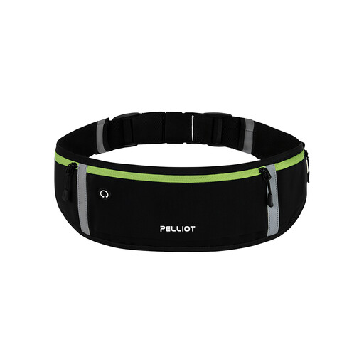 PELLIOT Waist Pack Unisex Outdoor Sports Hands-Free Convenient – Striking Contrast with Fluorescent Green Accents, Obsidian Black