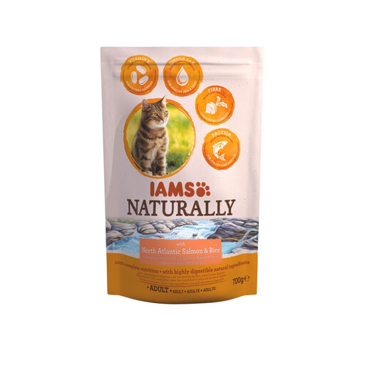 Iams Naturally Adult Cat Dry Food Salmon & Rice