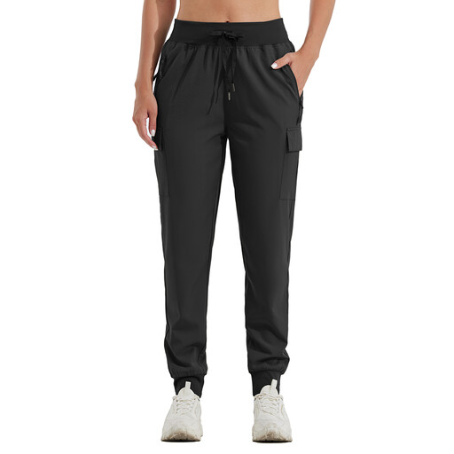 Willit Women's Hiking Cargo Pants Lightweight Athletic Outdoor Joggers Workout Quick Dry Casual Black L