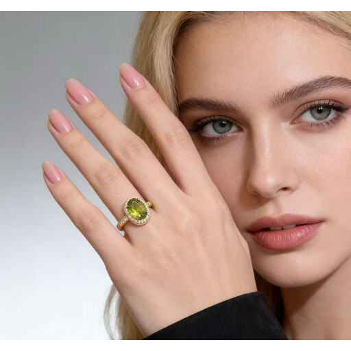Bague Verbex avec zircone cubique vert olive