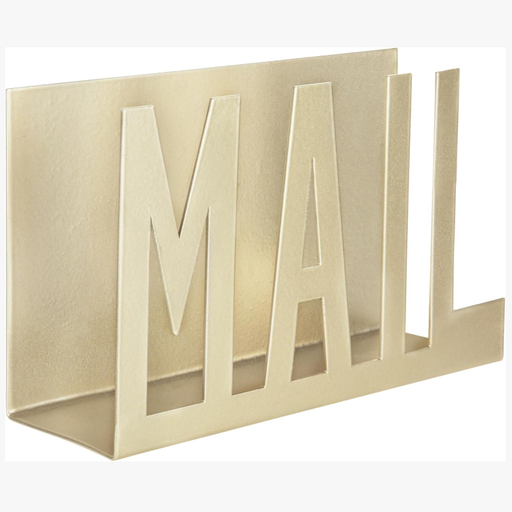 MyGift Modern Brass Metal Mail Holder Countertop Organizer with Cutout Mail Lettering Design