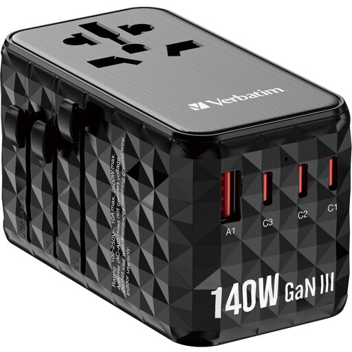 Verbatim UTA-10 140W GaN III Universal Travel Adapter