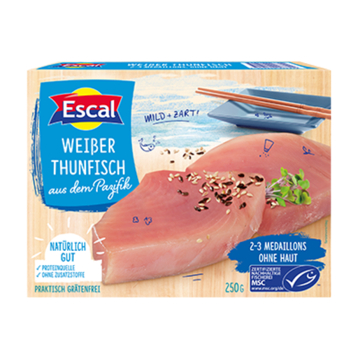 ESCAL, two MSC-certified albacore tuna steaks, 250 g