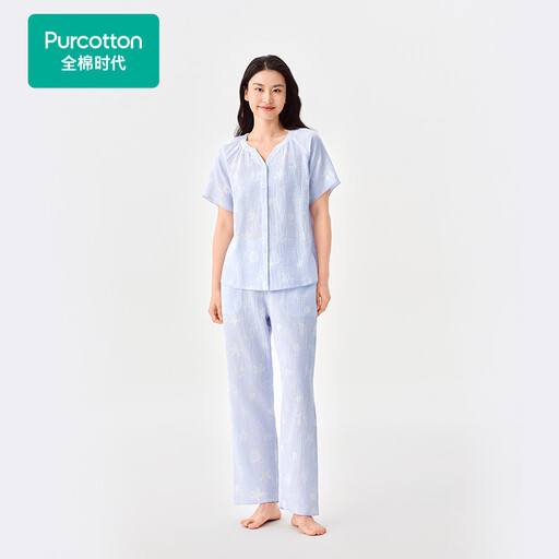 Purcotton Women's AirySoft Gauze Loungewear Set Summer Ocean World
