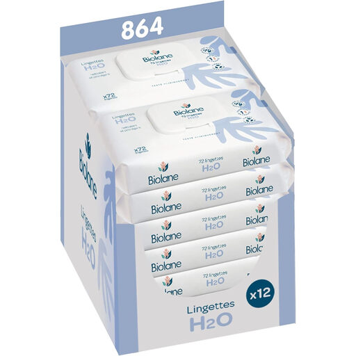 Biolane H2O, cleansing baby wipes, pack of 12