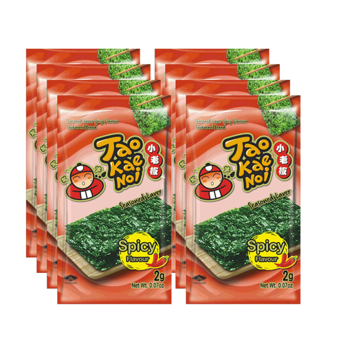 TAOKAENOI Seasoned Laver Spicy Flavour (2g*8 Packs) 16g