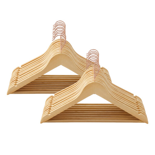 Ochama x SONGMICS Solid Wood Hanger, Set of 20