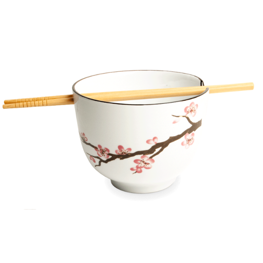 Zing Asia Japanese-Style Soba Noodle Bowl, 13 cm, with chopsticks