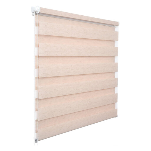 WOLTU Doppelrollo Klemmfix Holzoptik