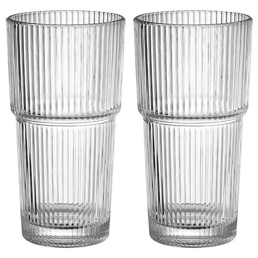 2-Pack Large Glass Tumblers With Lids & Straws