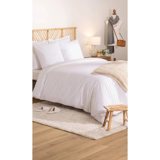 Atmosphera Bedding Set, 240 x 220 cm, White Cotton Percale