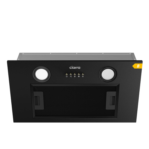 Ciarra 52cm Built-In Cabinet Cooker Hood, 350m?/h Airflow, Energy Class B, Black Body & Filter with Bronze Push Button Controls CBCB5913A-B
