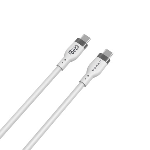 Hyper 1M Silicone 240W USB-C to USB-C Charging Cable in White