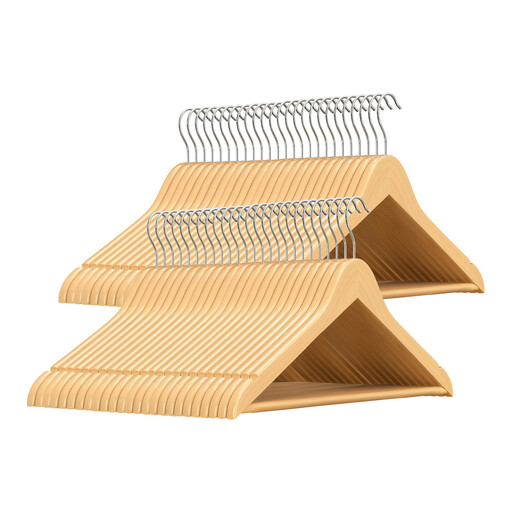 SONGMICS Solid Wood Hangers, Set of 50
