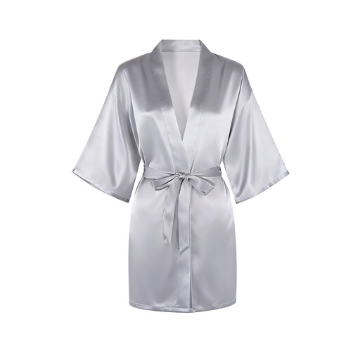 IZURIA Mid-Sleeved Silk-Like Bathrobe Smoke Grey XL