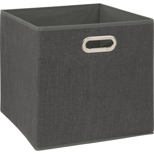5five Linnen Opbergbox - Donkergrijs, 31 x 31 cm