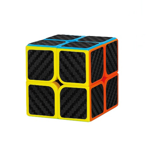 2x2 Speed Cube with a black base and carbon fibre stickers