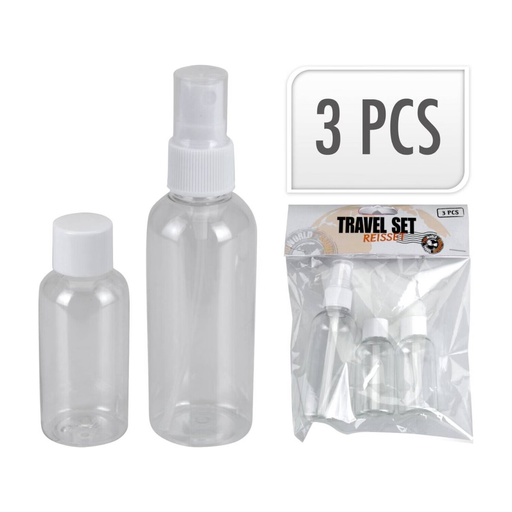 Unbranded Travel Bottle Set - 3 pcs, Transparent, 80ml & 40ml