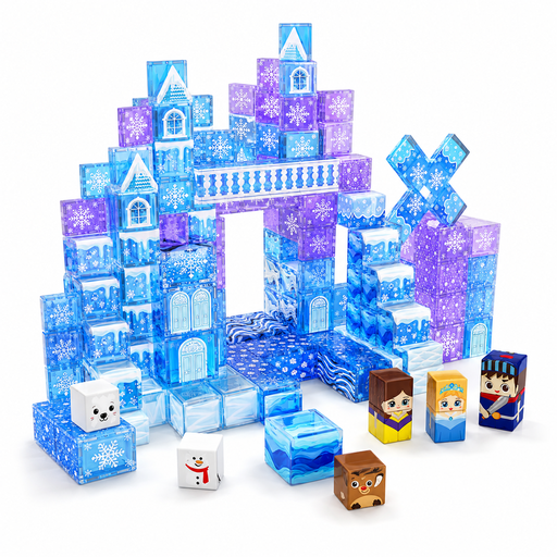 Transparent Magnetic Building Blocks with Snow-ice Design