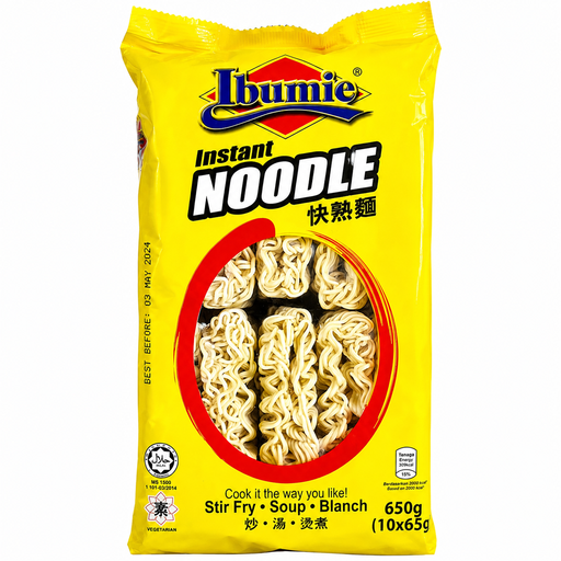 IBUMIE Original Flavor Instant Noodles, 10 servings of 65 g