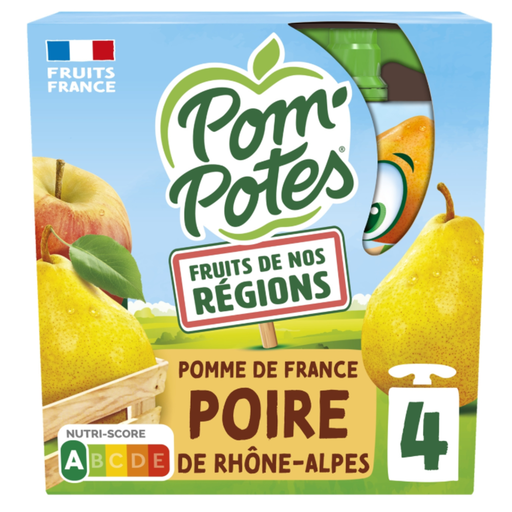 POM'POTES Gourde Pomme Poire 4x90g