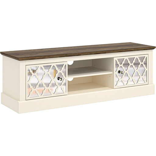 Galano Sufly 2-Door TV Unit with an ivory and oak finish