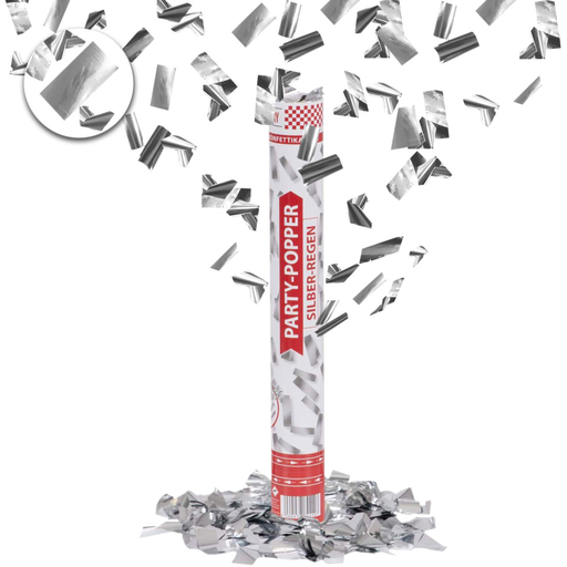 Confetti Cannon Party Popper Silver Rain, 1 Piece