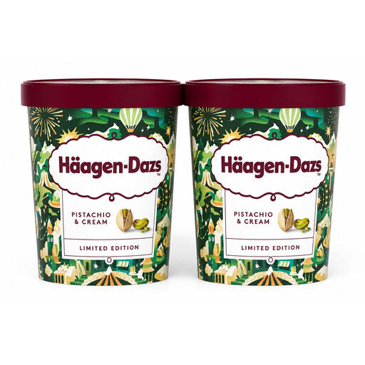 Häagen-Dazs Pistachio & Cream ice cream, two 420 ml tubs