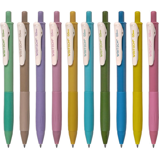 WRITECH Retractable Gel Pens Quick Dry Ink Pens Fine Point 0.5mm 10 Assorted Unique Vintage Colors